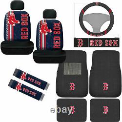 11PC MLB Boston Red Sox Car Truck Floor Mats Seat Covers & Steering Wheel Cover