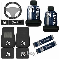 11PC MLB New York Yankees Car Truck Floor Mats Seat Covers Steering Wheel Cover