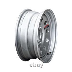 15 x 6 6 Lug Silver Mod Solid Steel Trailer Wheel 6 x 5.5 Single Set (4)