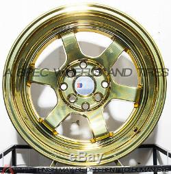 15x8 F1R F05 4x100/114.3 +0 Gold Chrome Wheels (Set of 4)