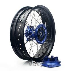 17&17 Supermoto Complete Wheel Set Rims Hubs Rotors Blue Suzuki DRZ400SM 05-17