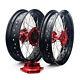 17 Supermoto Wheel Cnc Rim Red Hub Set For Suzuki Drz400s Drz400sm 05-20 Drz400e