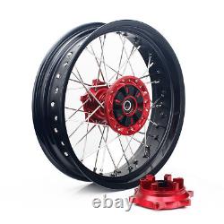17 Supermoto Wheel CNC Rim Red Hub Set For Suzuki DRZ400S DRZ400SM 05-20 DRZ400E