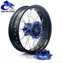 17x3.5/4.25 Supermoto Spoked Wheel Blue Hub Rotor Set For Suzuki DRZ400SM 00-22