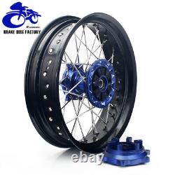 17x3.5/4.25 Supermoto Spoked Wheel Blue Hub Rotor Set For Suzuki DRZ400SM 00-22