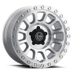 17x8.5 Icon Alloys Hulse Silver Machined Wheels 5x5 (-6mm) Set of 4