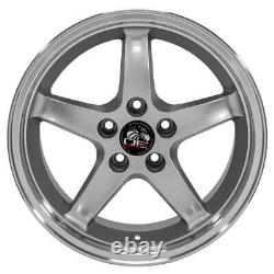 17x9 OE Wheels FR04B Silver with Machined Lip Wheels 5x4.5 (24mm) Set of 4