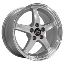 17x9 OE Wheels FR04B Silver with Machined Lip Wheels 5x4.5 (24mm) Set of 4