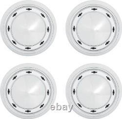 1955 Chevrolet Wheel Hub Cap Small with White Bow Tie Accents 4 Piece Set