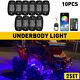 1/2set App Control 10 Pods Rgb Led Rock Light Kit Bluetooth Underbody Glow Neon
