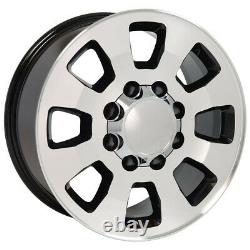 2011-2022 Chevy Silverado 2500 Black & Machine 18 8 Lug Wheels 8x180 Tires SET