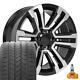 20 5822 Rims Black, With Goodyear Tires Set Fits Silverado Tahoe Yukon Sierra