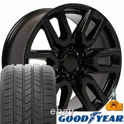 20 5914 Wheels Black & 275/55-20 Tires, TPMS SET Fits Silverado AT4 20x9