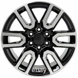 20 5914 Wheels Black Mach'd & 275/55-20 Tires, TPMS SET Fits Silverado AT4 20x9