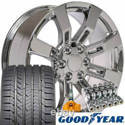 20 Chrome 5409 Wheels Goodyear-LS2 TPMS Lug SET Fit Escalade Yukon Tahoe