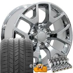 20 Chrome 5656 Wheels Goodyear Tires TPMS Lugs Set Fit Sierra Yukon