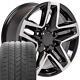 20 Mach'd Black 5911 Wheel & Goodyear Tires Set Fit Tahoe Silverado Trail Boss