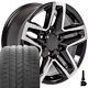 20 Machined Black 5911 Wheel & Goodyear Tires Tpms Set Fit Sierra Yukon