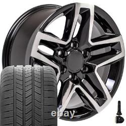 20 Machined Black 5911 Wheel & Goodyear Tires TPMS Set Fit Sierra Yukon