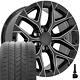 20 Milled Black Snowflake Wheels Goodyear Tire Tpms Set Fits Silverado Tahoe