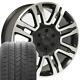 20 Wheel Tire Set Fit Ford Expedition Style Rims Black Mach'd 3788 Gy Tires