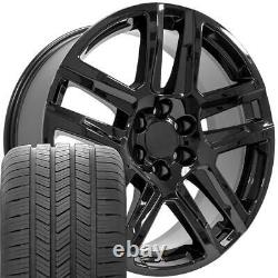 20 inch Black 5913 NZT Rims & Goodyear Tires Set Fits Suburban Tahoe Silverado