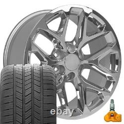 20 inch Chrome 5668 Rims Goodyear Tires TPMS SET Fit Chevy Silverado Tahoe