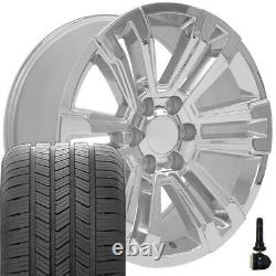 20 inch Chrome 5822 Rims & Goodyear Tires SET Fits Silverado Tahoe Suburban