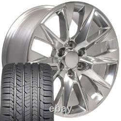 20 inch Polished 5920 Rims & Goodyear Tire SET fit Tahoe Silverado LTZ 20x9