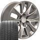 20 Inch Silver Machined 5919 Rims & Goodyear Tires Set Fits Yukon Sierra 20x9