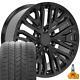 20x9 Wheels & Goodyear Tires & Tpms Fit Gmc Sierra Gloss Black Cv37 W1x Set