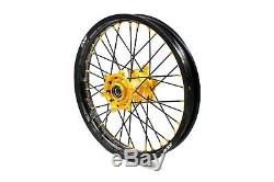 21/18 Cnc Enduro Wheel Set For Suzuki Drz400sm F&r Discs 48t Sprocket Gold Hub