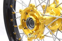 21/18 Enduro Wheels Rims Set Fit Suzuki Drz400s Drz400sm Drz400e Gold Hub Nipple
