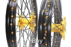 21/18 Enduro Wheels Rims Set For Suzuki Drz400e Drz400s Drz400sm 2000 Gold/black