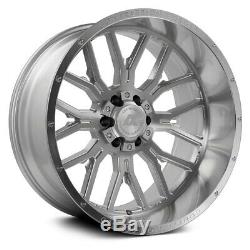 22x12 AXE AX6.1 8x6.5/8x165.1 -44 Silver Brush Milled Wheels Rims Set(4) 125.2