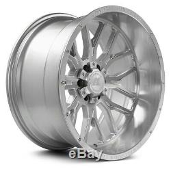 22x12 AXE AX6.1 8x6.5/8x165.1 -44 Silver Brush Milled Wheels Rims Set(4) 125.2
