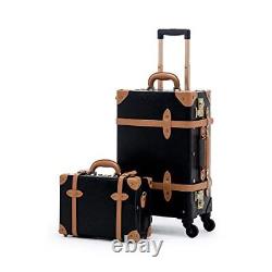 2 Piece Vintage Luggage TSA Lock Small Carry On Suitcase Sets 13 & 20 Black