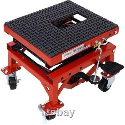 300 lbs Motorcycle Scissor Jack Lift Foot Step Wheels for Small Dirt Bikes