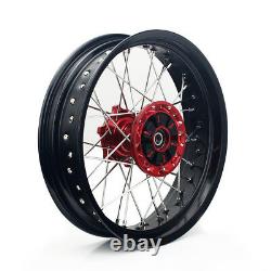 3.517/4.2517 Supermoto Red Hub Wheel Rim Set Suzuki DRZ 400 S SM 05-20 DRZ400E