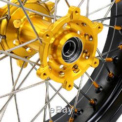3.517/4.2517 Supermoto Wheelset Rims For Drz400 Drz400e/s Drz400sm Gold Nipple