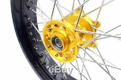3.5/4.2517 Supermoto Motard Wheels Rims Set Fit Suzuki Drz400sm 2005-2018 Gold