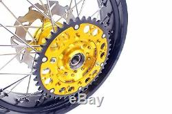3.5/4.2517 Supermoto Motard Wheels Rims Set Fit Suzuki Drz400sm 2005-2018 Gold