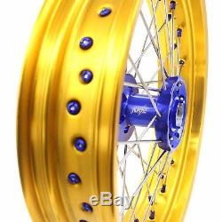 3.5/4.25 Supermoto Wheels Set For Suzuki Drz400 Drz 400e 400sm Drz400s Gold Rims