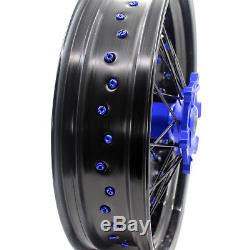 3.5/4.25 Supermoto Wheels Set For Suzuki Drz 400 400s Drz400e Drz400sm Blue/blk