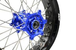 3.5/5.017 Supermoto Wheels Set For DRZ400 DRZ400E/S DRZ400SM 2005-2019 Blue Hub