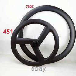 3 Spoke Carbon Road Bike Wheels Disc Brake Small Wheel 20 Inch Clincher Wheels