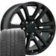 4741 Satin Black 20x9 Wheels & Goodyear Tires Set Fit Sierra Silverado