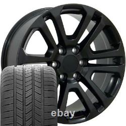 4741 Satin Black 20x9 Wheels & Goodyear Tires SET Fit Sierra Silverado