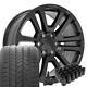 4741 Satin Black 20x9 Wheels & Goodyear Tires Tpms Set Fit Silverado Sierra