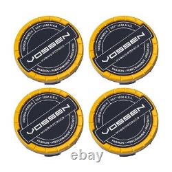 4 SMALL Vossen Hybrid Forged Billet Center Caps Yellow For HF Wheels IN STOCK